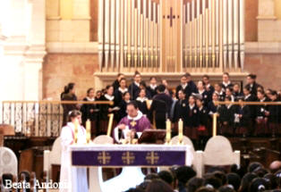 Choir chanting during Lent - Ash Wednesday Celebration in the Church of Nativity in Bethlehem, West Bank