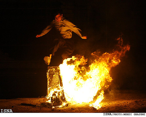 Iranians celebrate the coming of Spring with Fire Festival on the Eve of last Wednesday of the year called Chahar Shanbeh Suri, Noruz Traditions at FarsiNet