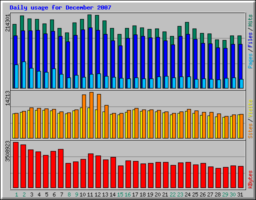 Daily usage for December 2007