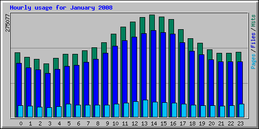 Hourly usage for January 2008