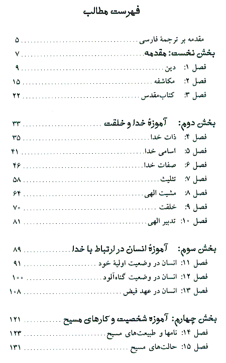 Table of Contents - A Summary of Christian Doctrine by Louis Berkhoh translated to Persian (Farsi) by Talim Ministries
